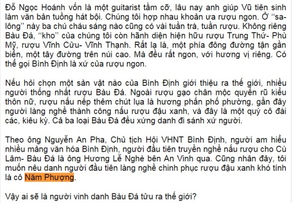 báo chí nói về rượu bàu đá năm phượng